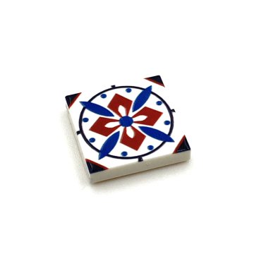 Tile Portugees 2x2 Type 1 Small Red on White